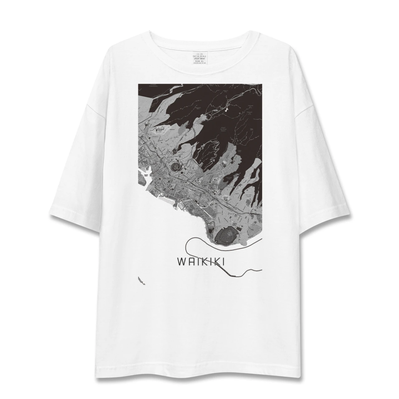 【ワイキキ2(アメリカ)】地図柄ビッグシルエットTシャツ