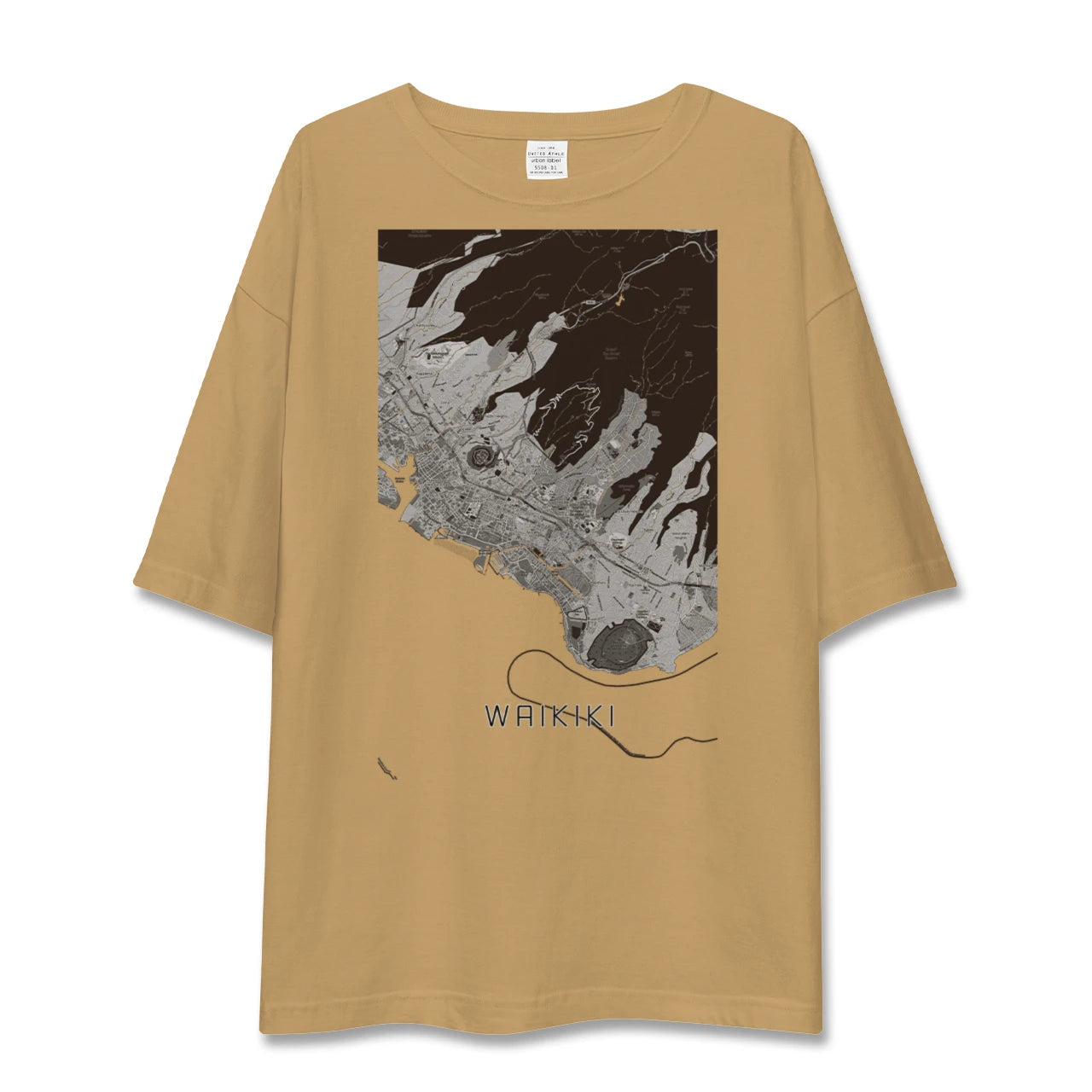 【ワイキキ2(アメリカ)】地図柄ビッグシルエットTシャツ