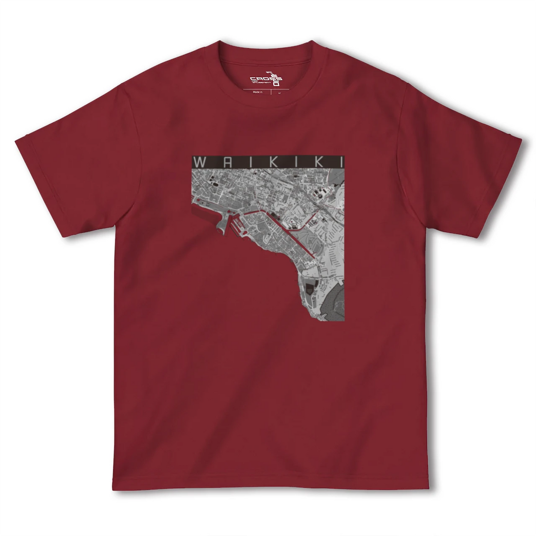 【ワイキキ(アメリカ)】地図柄ヘビーウェイトTシャツ