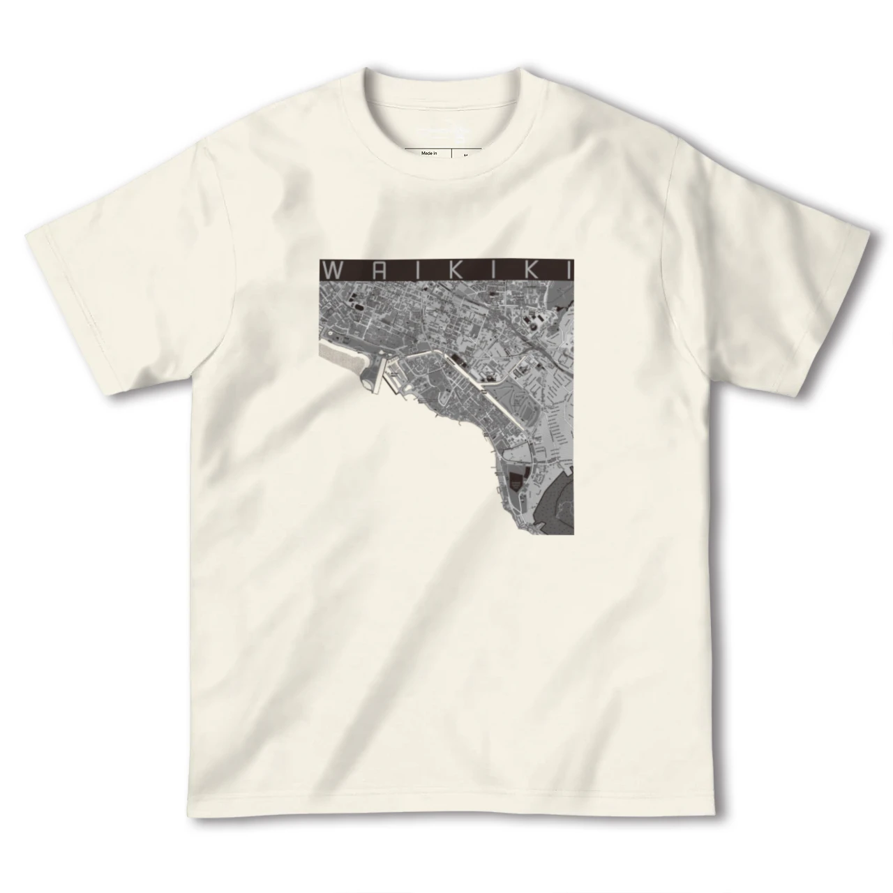 【ワイキキ(アメリカ)】地図柄ヘビーウェイトTシャツ