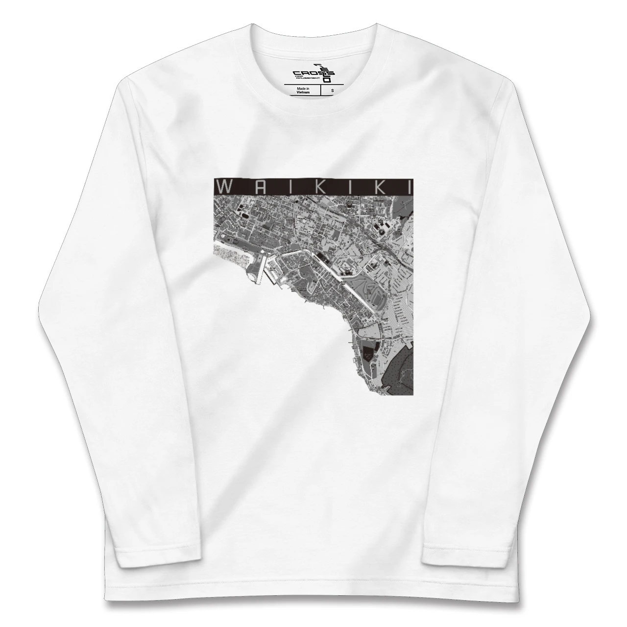 【ワイキキ(アメリカ)】地図柄ロングスリーブTシャツ