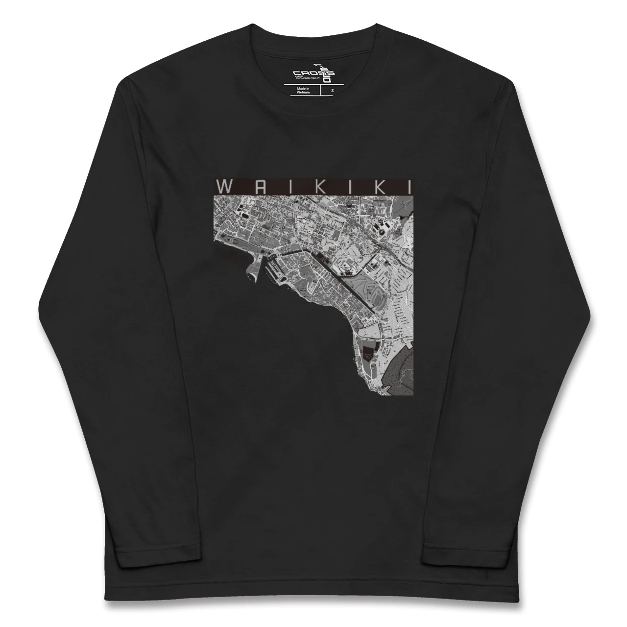 【ワイキキ(アメリカ)】地図柄ロングスリーブTシャツ