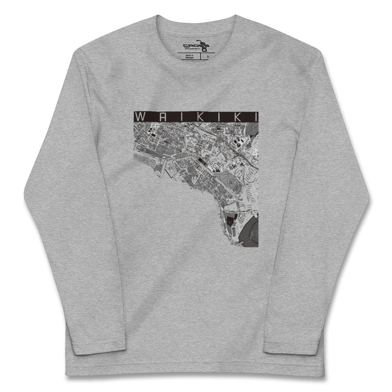 【ワイキキ(アメリカ)】地図柄ロングスリーブTシャツ