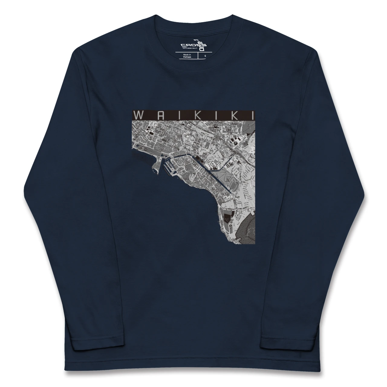 【ワイキキ(アメリカ)】地図柄ロングスリーブTシャツ