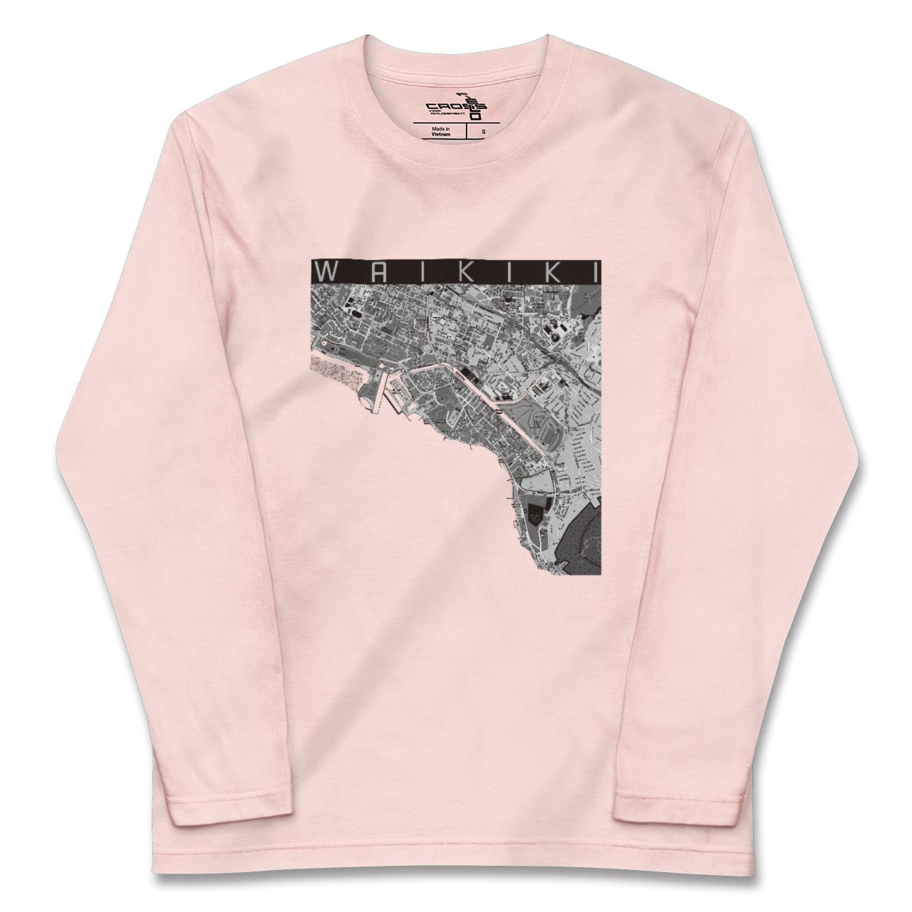 【ワイキキ(アメリカ)】地図柄ロングスリーブTシャツ