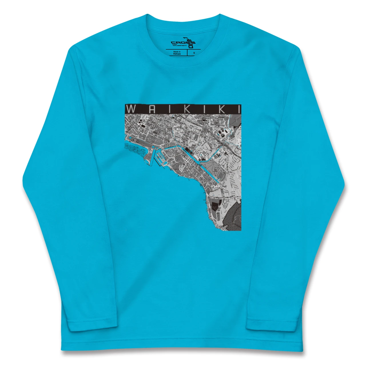 【ワイキキ(アメリカ)】地図柄ロングスリーブTシャツ