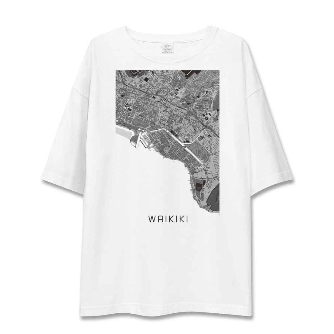 【ワイキキ(アメリカ)】地図柄ビッグシルエットTシャツ