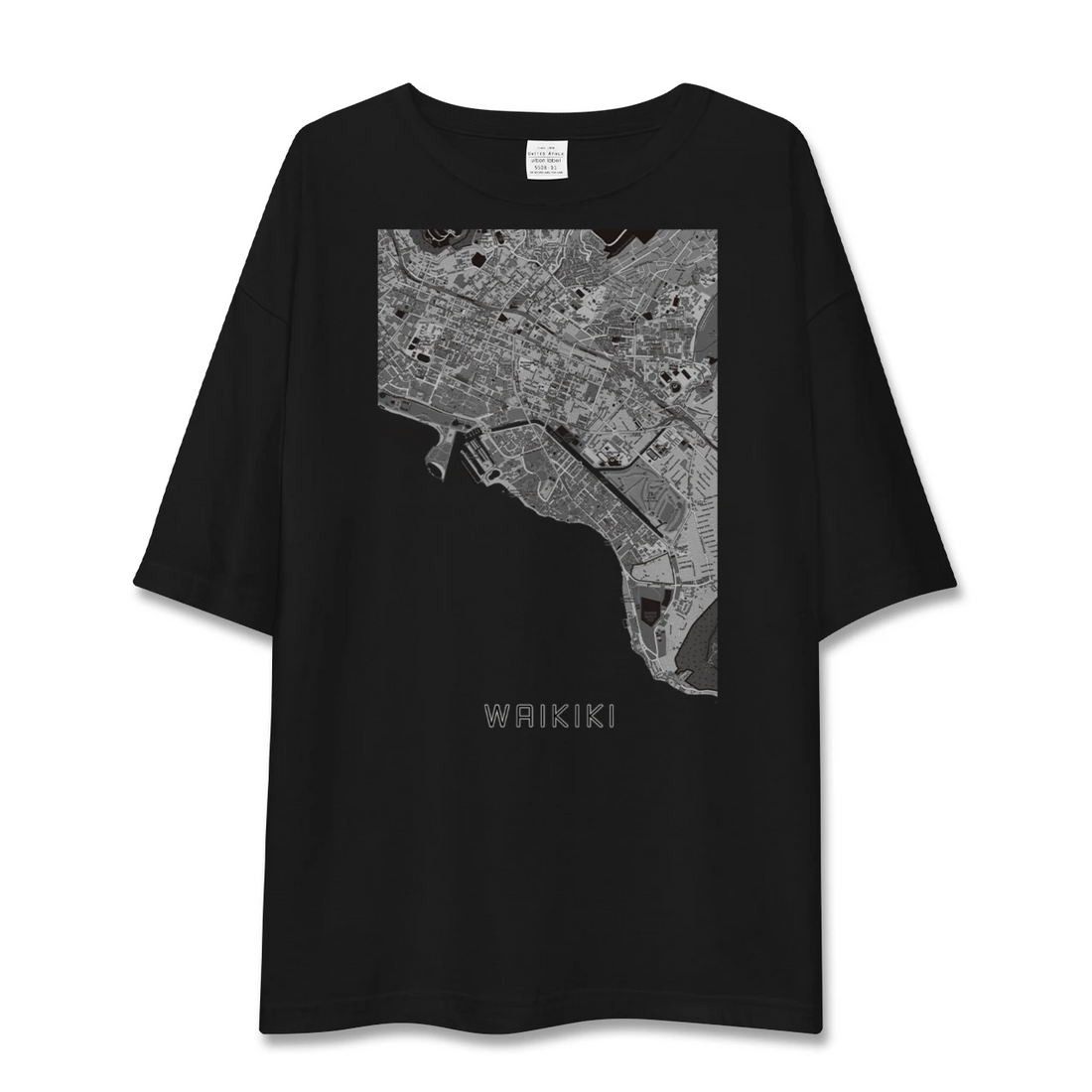 【ワイキキ(アメリカ)】地図柄ビッグシルエットTシャツ