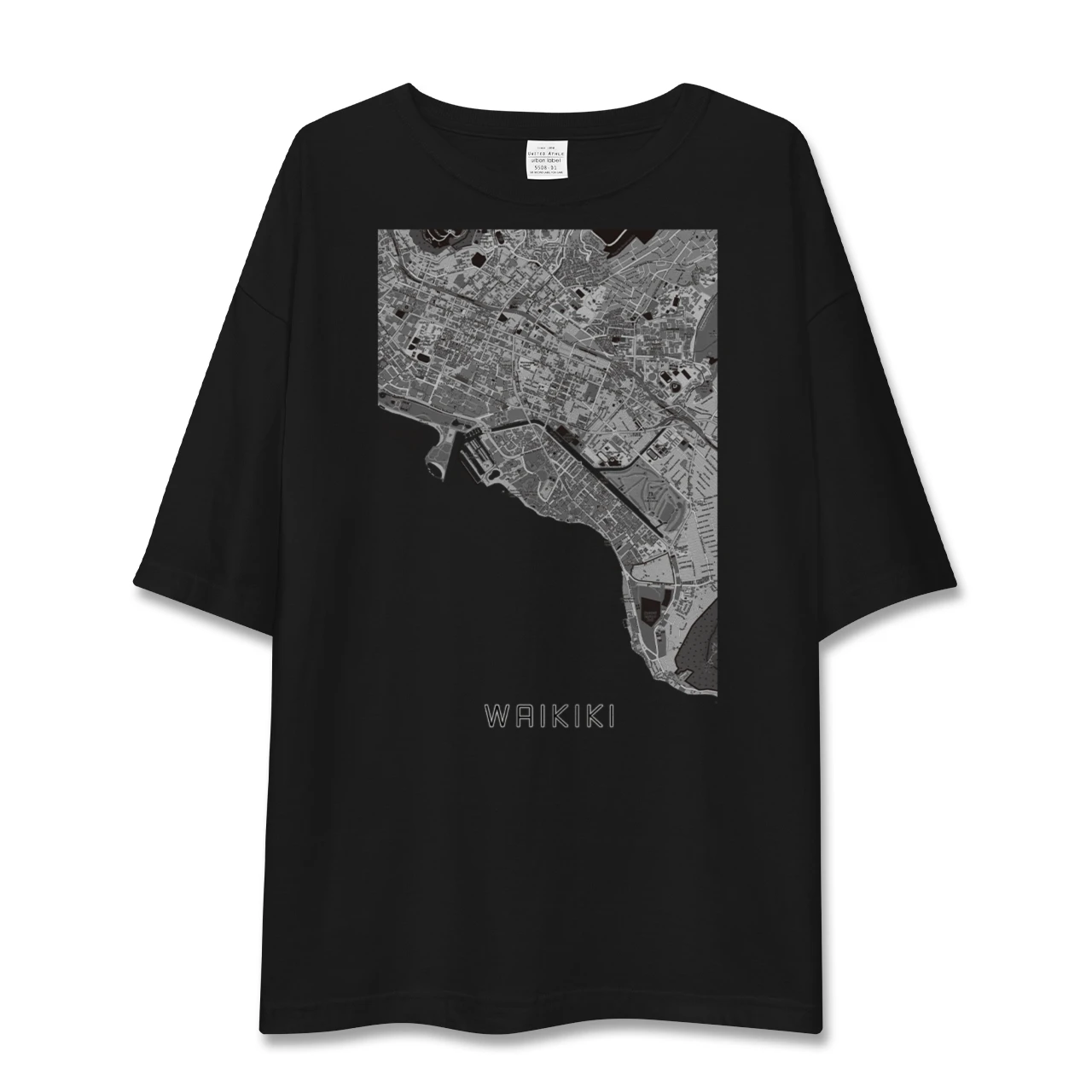 【ワイキキ(アメリカ)】地図柄ビッグシルエットTシャツ