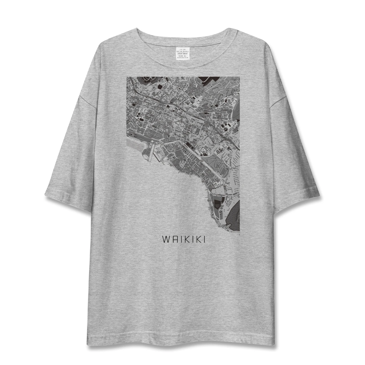 【ワイキキ(アメリカ)】地図柄ビッグシルエットTシャツ