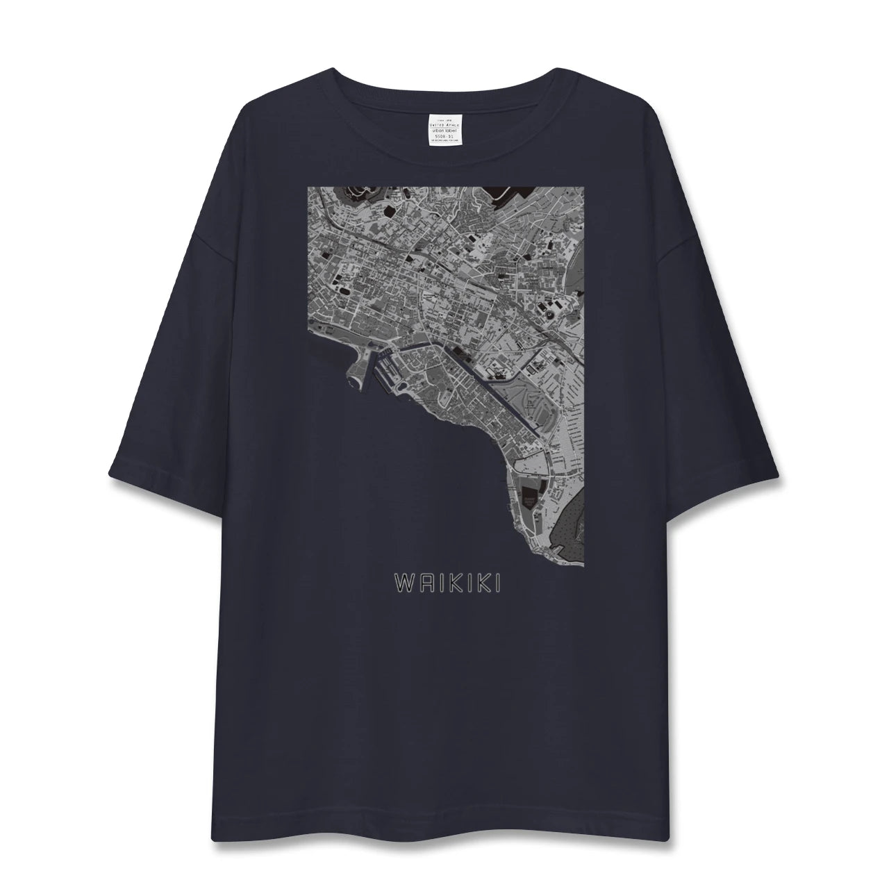 【ワイキキ(アメリカ)】地図柄ビッグシルエットTシャツ