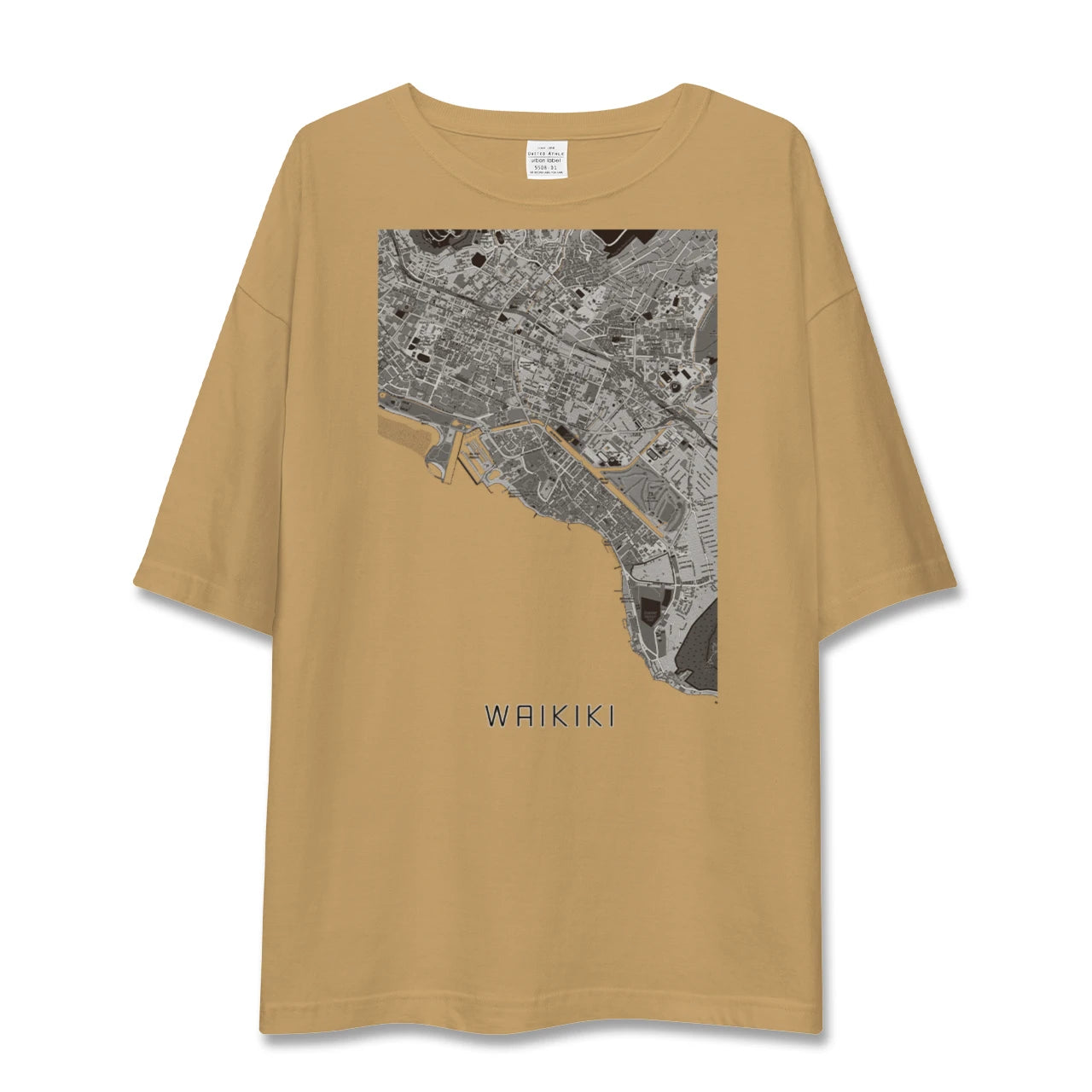 【ワイキキ(アメリカ)】地図柄ビッグシルエットTシャツ