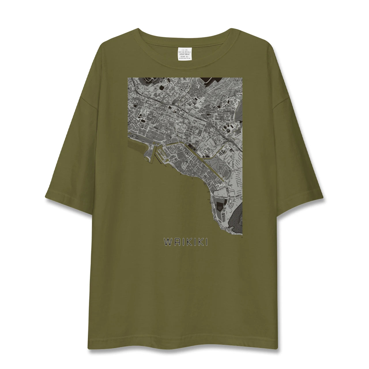 【ワイキキ(アメリカ)】地図柄ビッグシルエットTシャツ