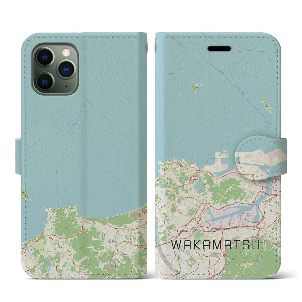 【若松(福岡県)】地図柄iPhoneケース(手帳タイプ)ナチュラル・iPhone 11 Pro 用