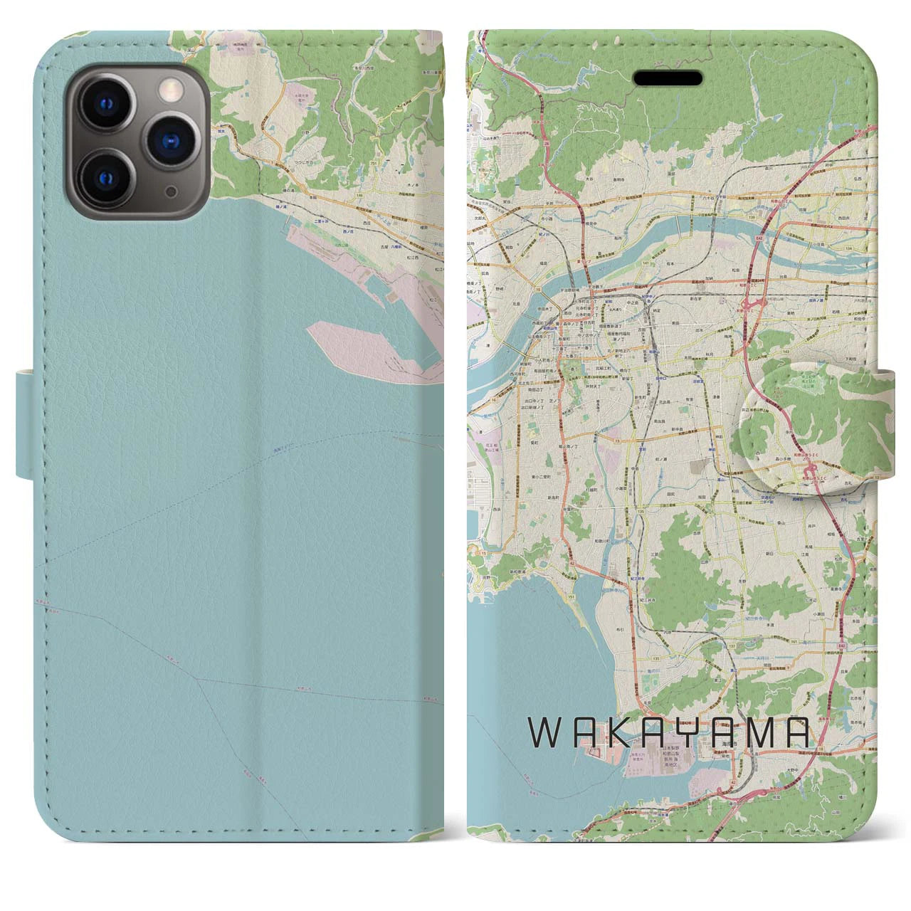 【和歌山(和歌山県)】地図柄iPhoneケース(手帳タイプ)ナチュラル・iPhone 11 Pro Max 用