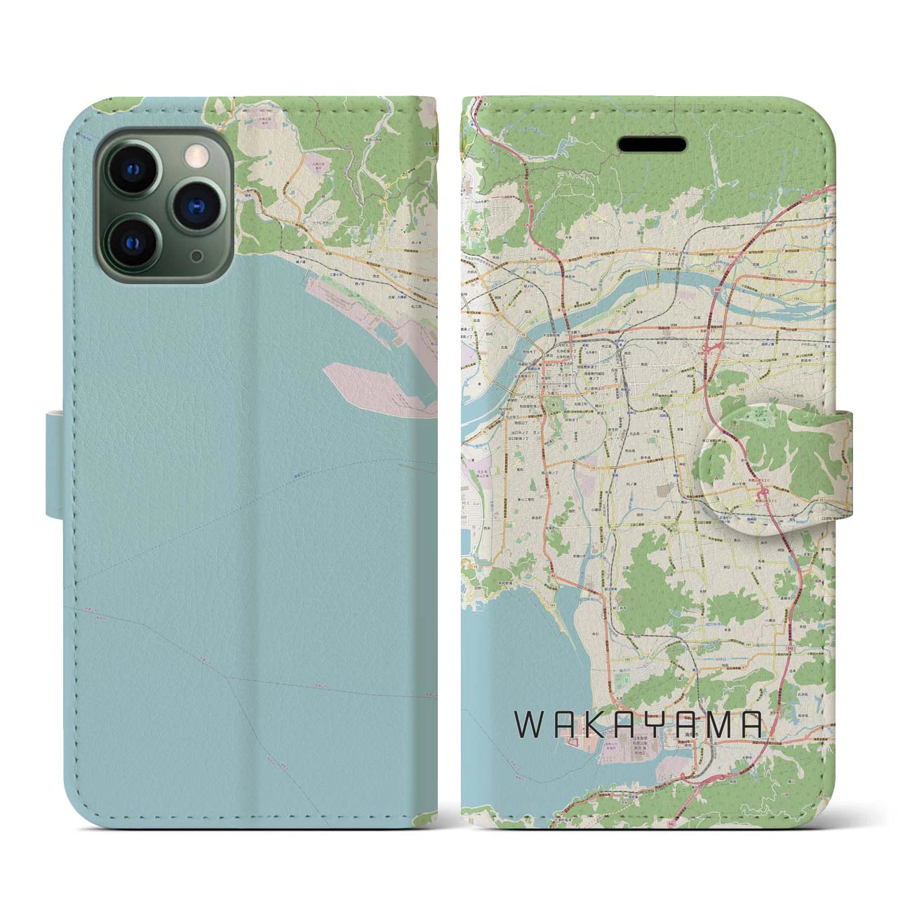 【和歌山(和歌山県)】地図柄iPhoneケース(手帳タイプ)ナチュラル・iPhone 11 Pro 用
