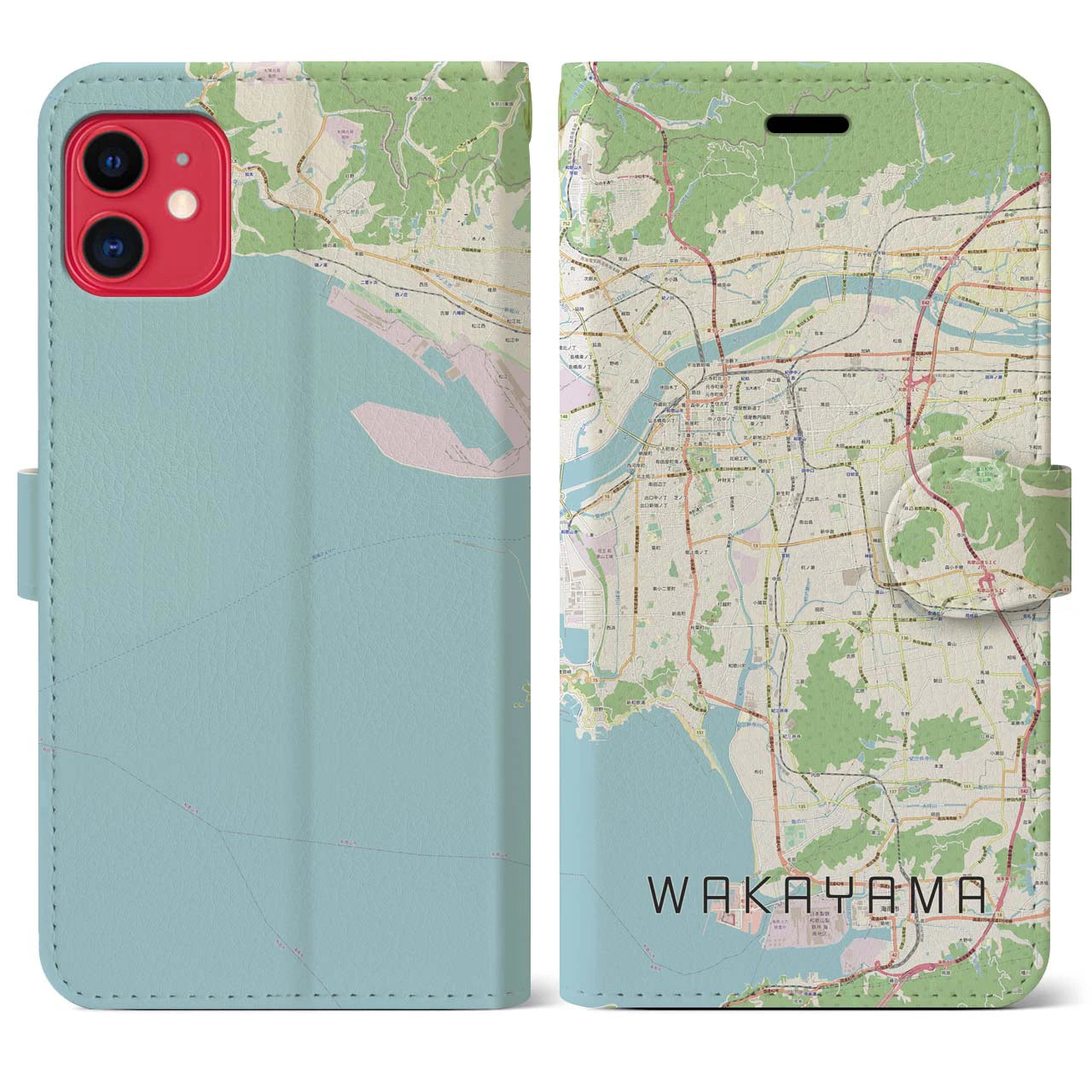 【和歌山(和歌山県)】地図柄iPhoneケース(手帳タイプ)ナチュラル・iPhone 11 用