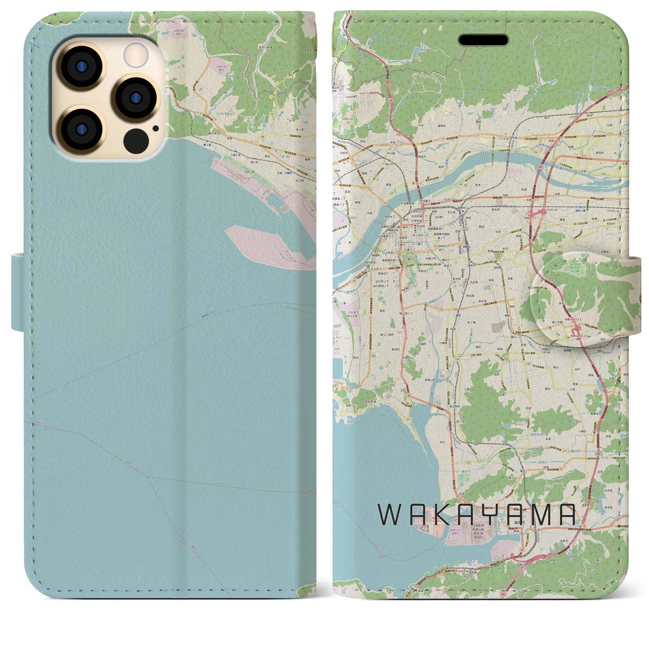 【和歌山(和歌山県)】地図柄iPhoneケース(手帳タイプ)ナチュラル・iPhone 12 Pro Max 用