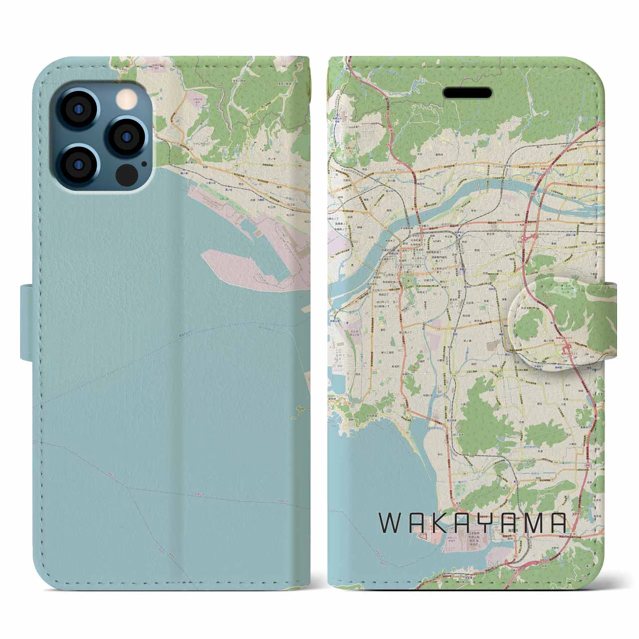 【和歌山(和歌山県)】地図柄iPhoneケース(手帳タイプ)ナチュラル・iPhone 12 / 12 Pro 用