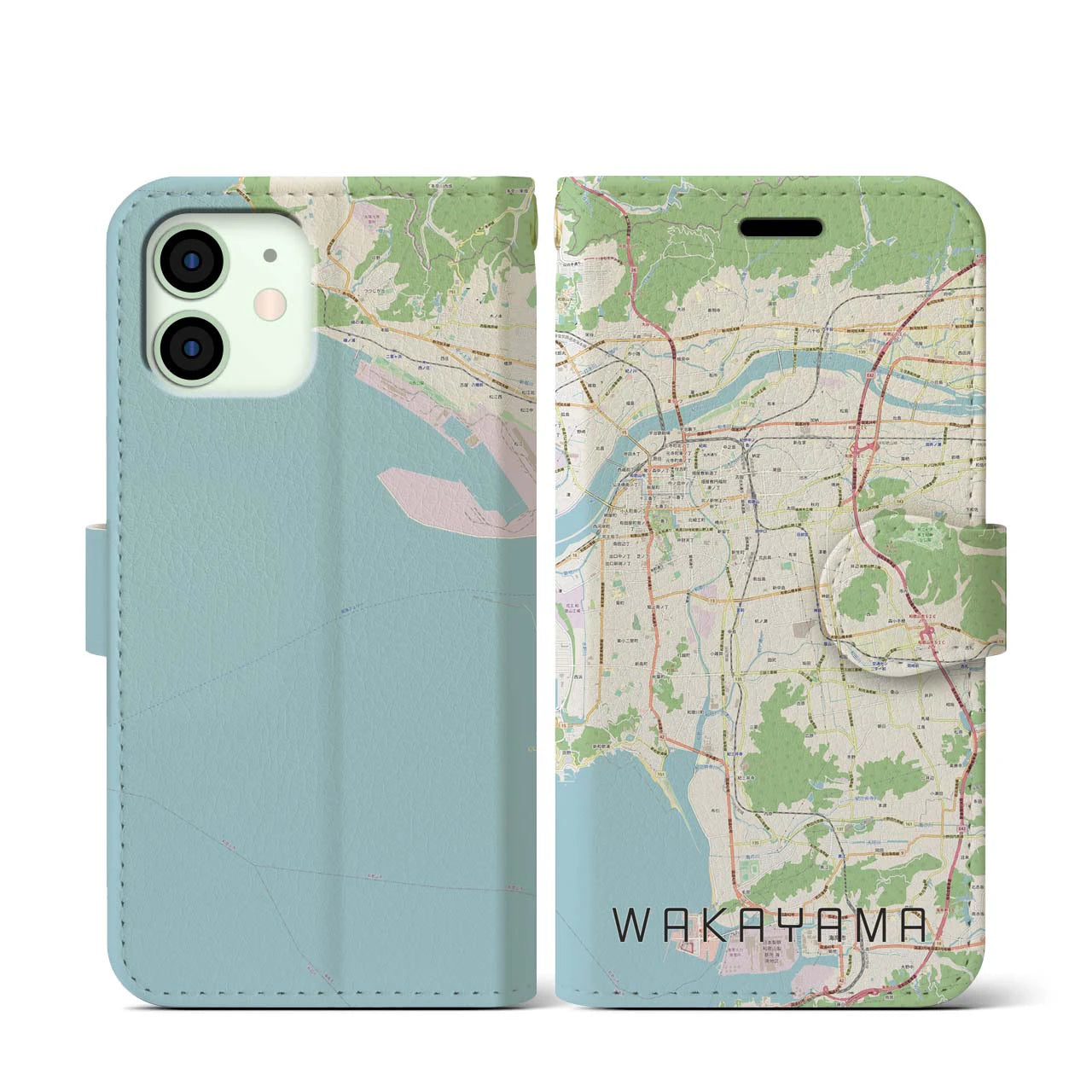 【和歌山(和歌山県)】地図柄iPhoneケース(手帳タイプ)ナチュラル・iPhone 12 mini 用