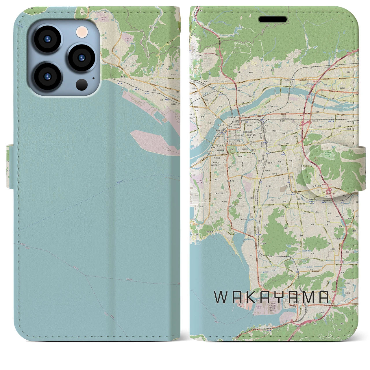 【和歌山(和歌山県)】地図柄iPhoneケース(手帳タイプ)ナチュラル・iPhone 13 Pro Max 用