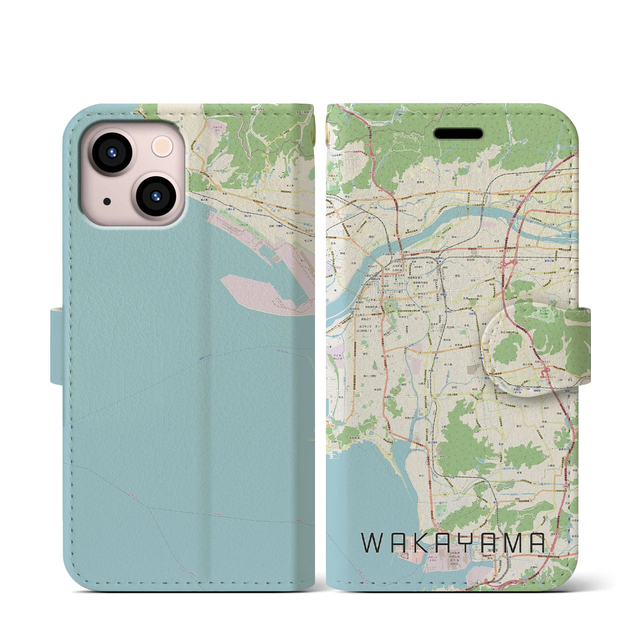【和歌山(和歌山県)】地図柄iPhoneケース(手帳タイプ)ナチュラル・iPhone 13 mini 用