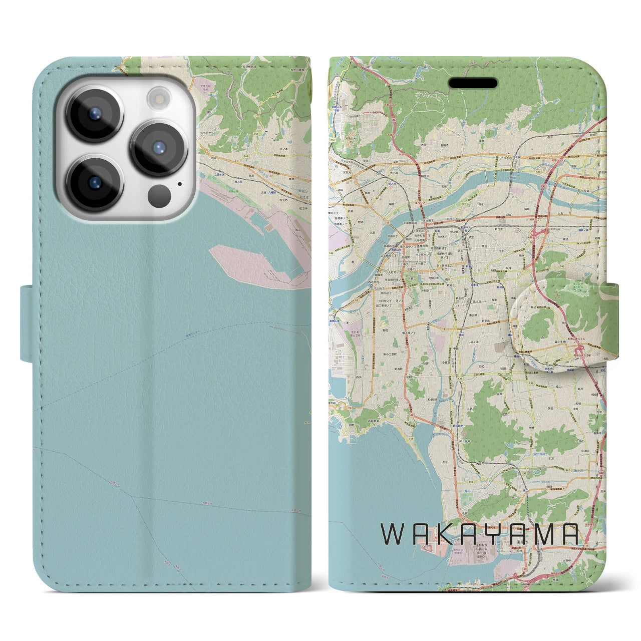 【和歌山(和歌山県)】地図柄iPhoneケース(手帳タイプ)ナチュラル・iPhone 14 Pro 用