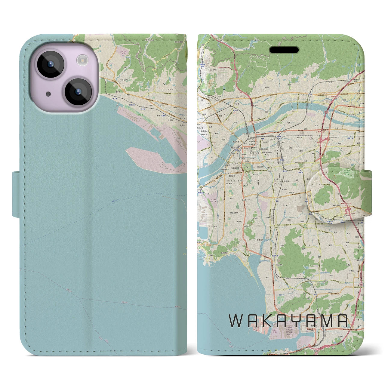 【和歌山(和歌山県)】地図柄iPhoneケース(手帳タイプ)ナチュラル・iPhone 14 用