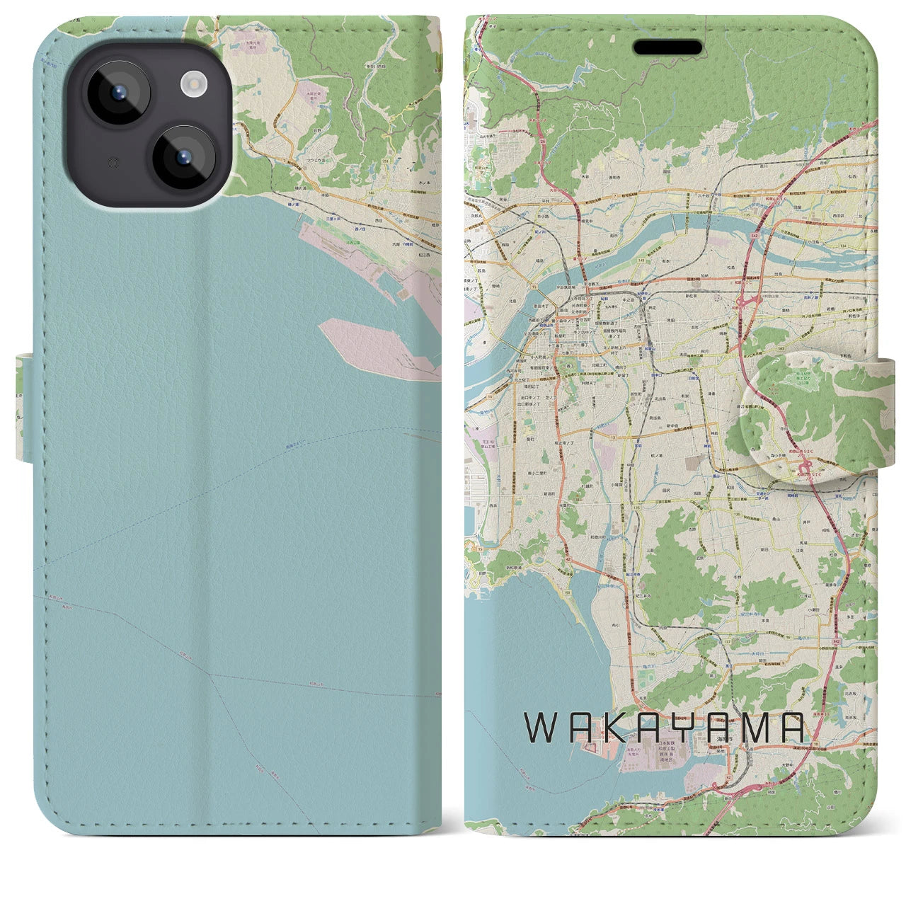 【和歌山(和歌山県)】地図柄iPhoneケース(手帳タイプ)ナチュラル・iPhone 14 Plus 用
