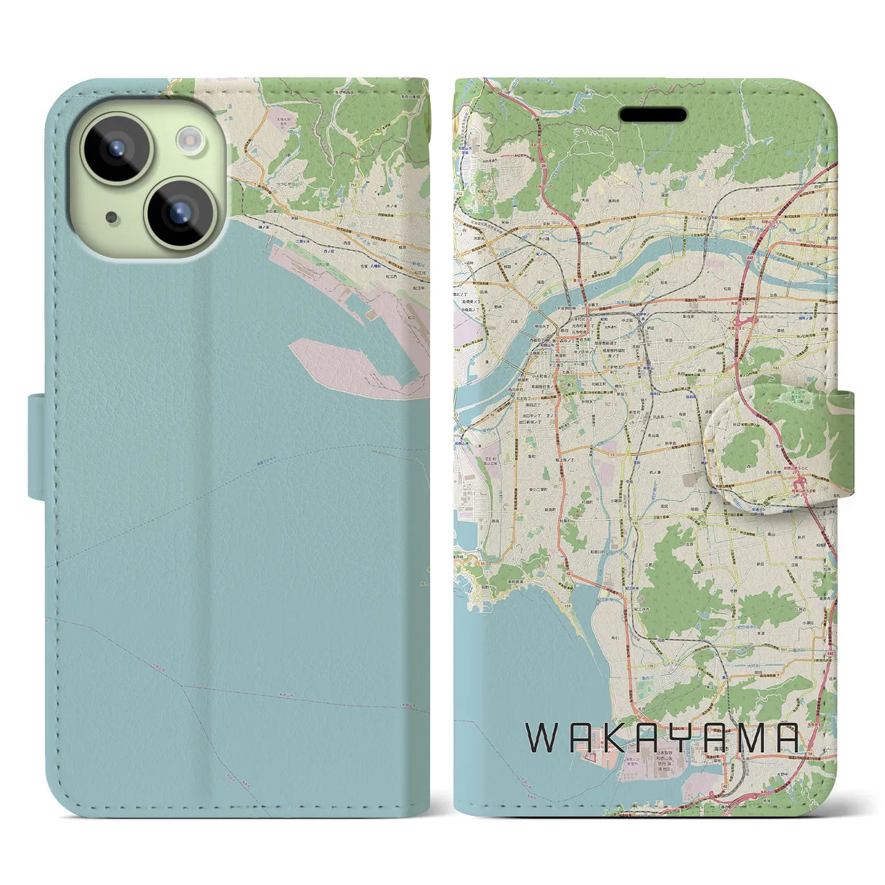 【和歌山(和歌山県)】地図柄iPhoneケース(手帳タイプ)ナチュラル・iPhone 15 用