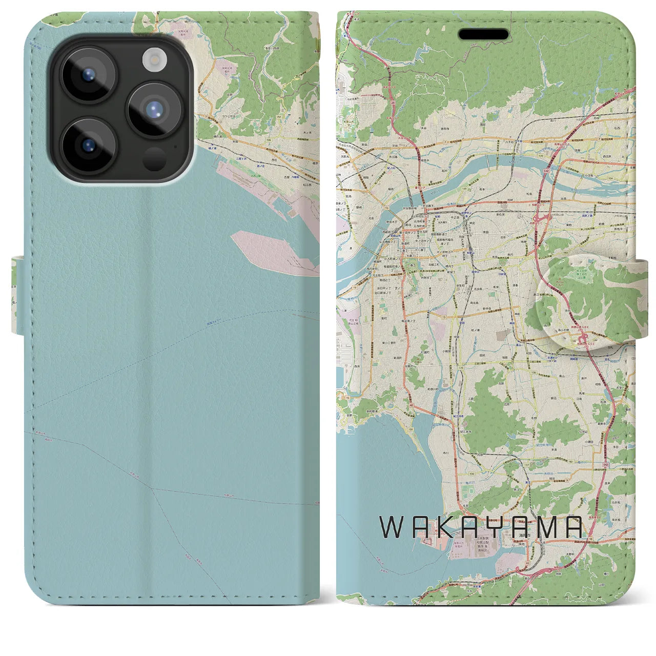 【和歌山(和歌山県)】地図柄iPhoneケース(手帳タイプ)ナチュラル・iPhone 15 Pro Max 用