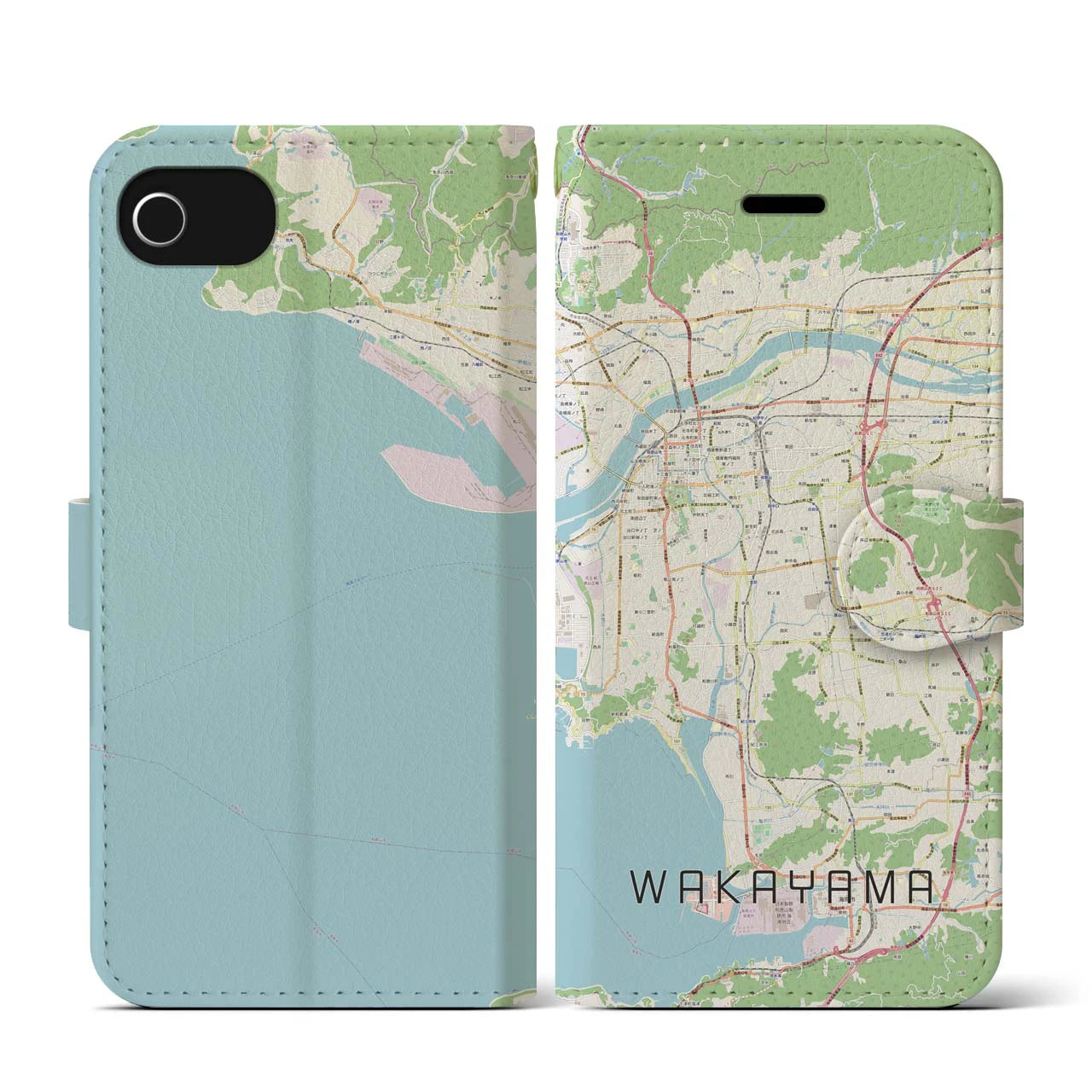 【和歌山(和歌山県)】地図柄iPhoneケース(手帳タイプ)ナチュラル・iPhone SE(第3 / 第2世代) / 8 / 7 / 6s / 6 用