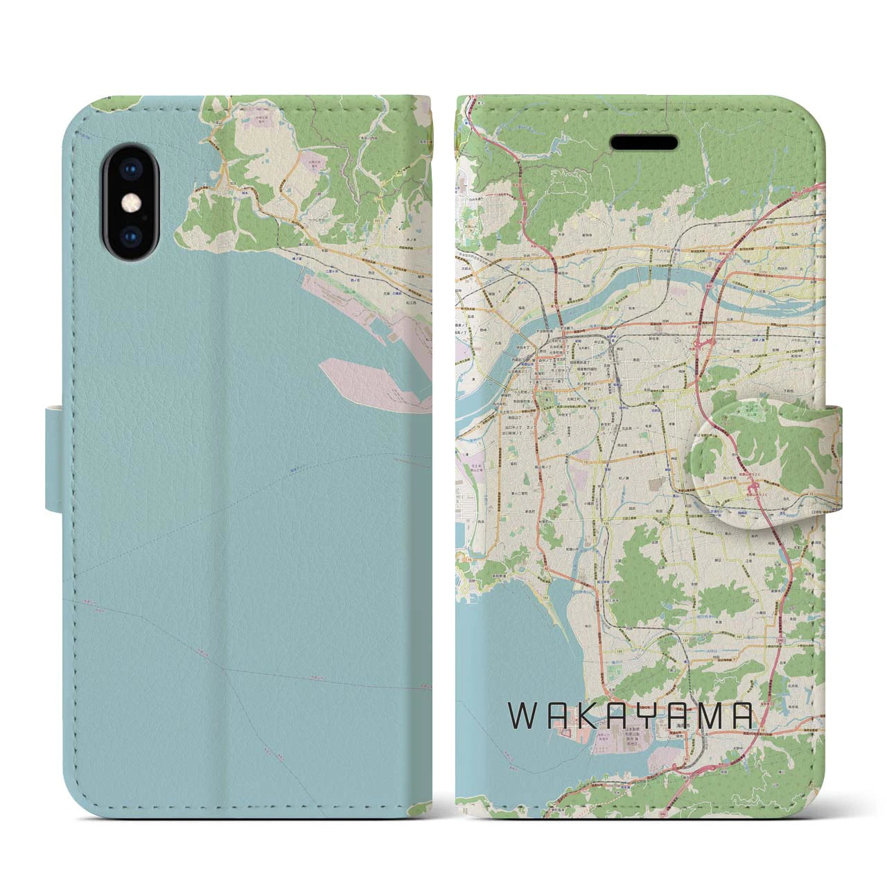 【和歌山(和歌山県)】地図柄iPhoneケース(手帳タイプ)ナチュラル・iPhone XS / X 用