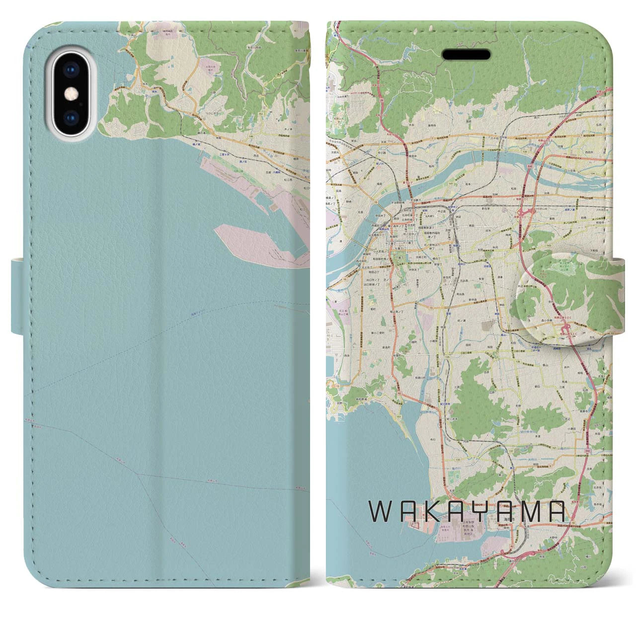 【和歌山(和歌山県)】地図柄iPhoneケース(手帳タイプ)ナチュラル・iPhone XS Max 用