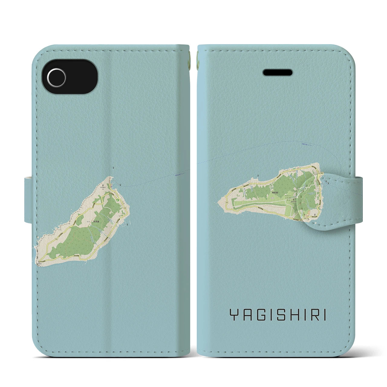 【焼尻(北海道)】地図柄iPhoneケース(手帳タイプ)ナチュラル・iPhone SE(第3 / 第2世代) / 8 / 7 / 6s / 6 用
