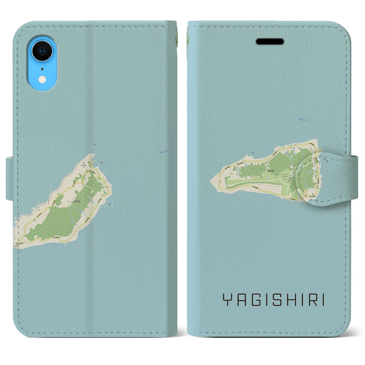 【焼尻(北海道)】地図柄iPhoneケース(手帳タイプ)ナチュラル・iPhone XR 用