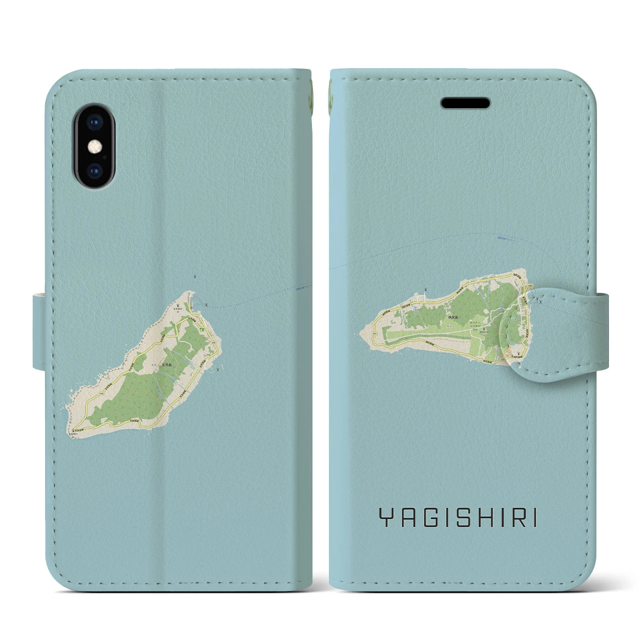 【焼尻(北海道)】地図柄iPhoneケース(手帳タイプ)ナチュラル・iPhone XS / X 用
