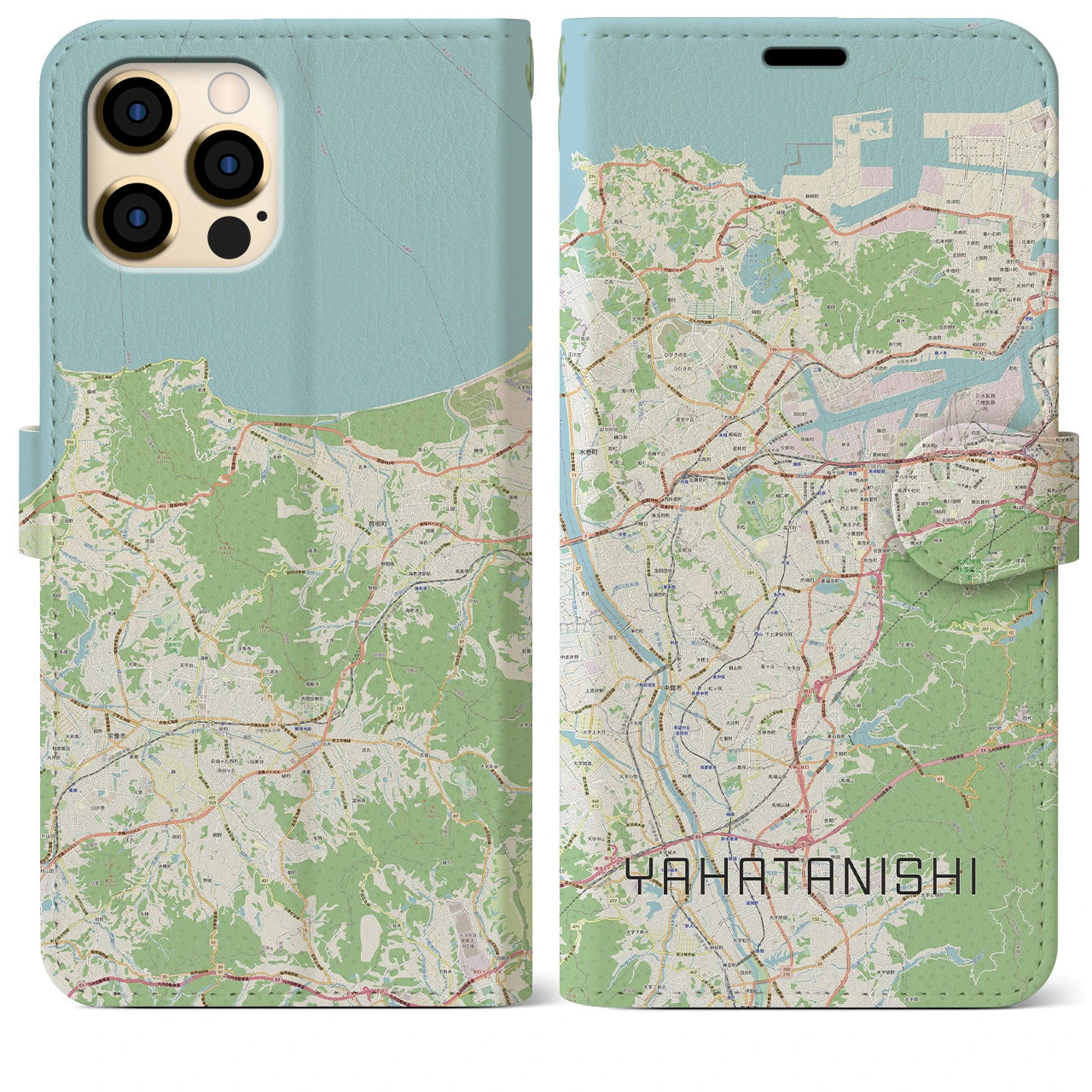 【八幡西(福岡県)】地図柄iPhoneケース(手帳タイプ)ナチュラル・iPhone 12 Pro Max 用