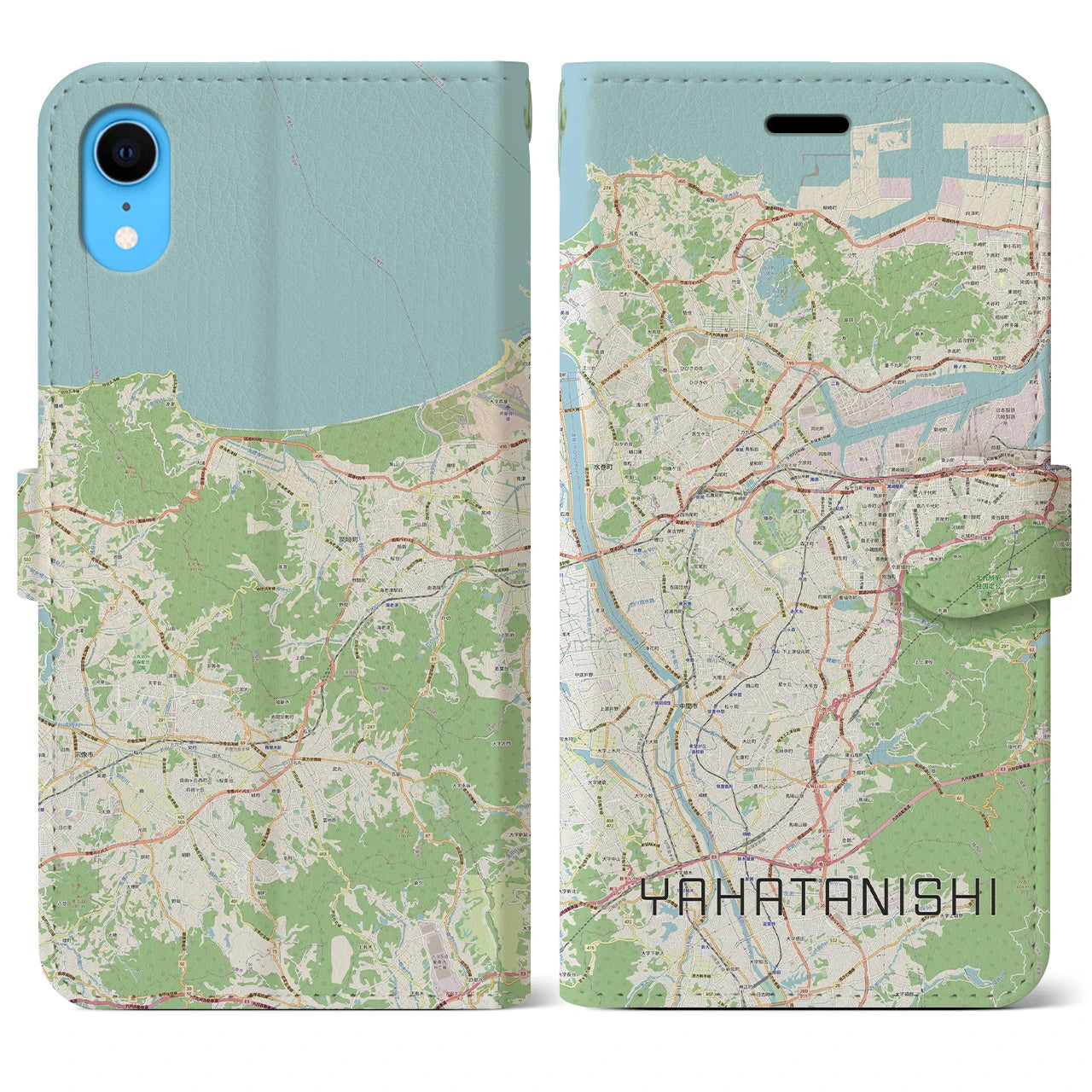 【八幡西(福岡県)】地図柄iPhoneケース(手帳タイプ)ナチュラル・iPhone XR 用