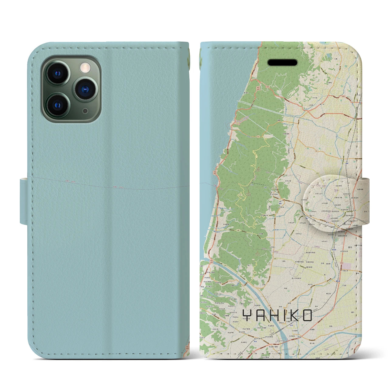 【弥彦(新潟県)】地図柄iPhoneケース(手帳タイプ)ナチュラル・iPhone 11 Pro 用