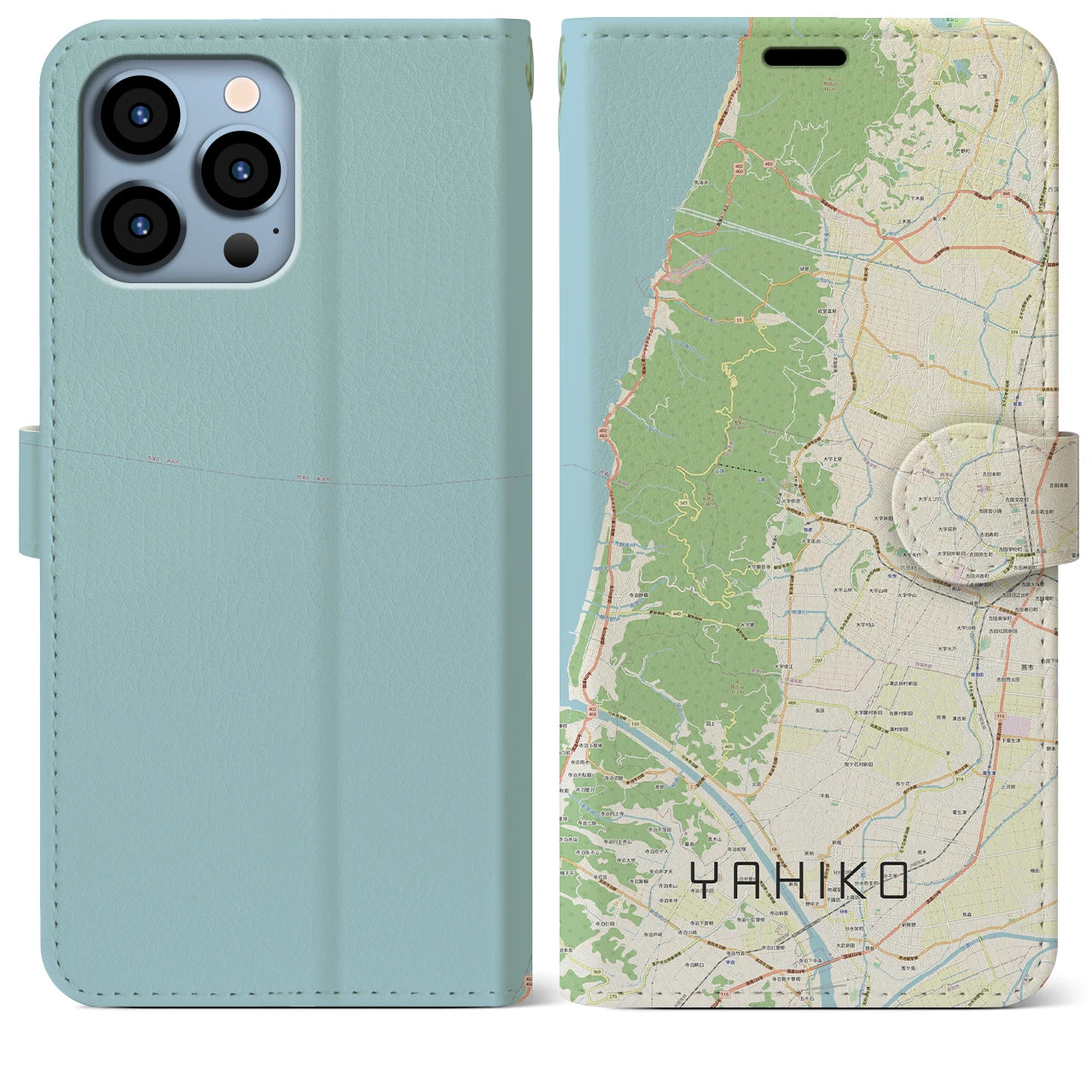 【弥彦(新潟県)】地図柄iPhoneケース(手帳タイプ)ナチュラル・iPhone 13 Pro Max 用