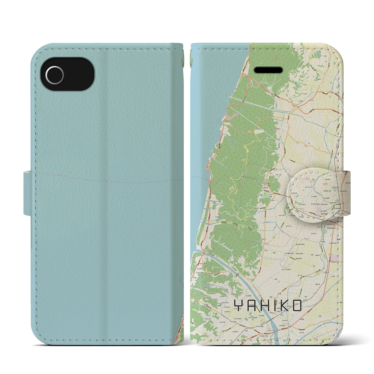【弥彦(新潟県)】地図柄iPhoneケース(手帳タイプ)ナチュラル・iPhone SE(第3 / 第2世代) / 8 / 7 / 6s / 6 用