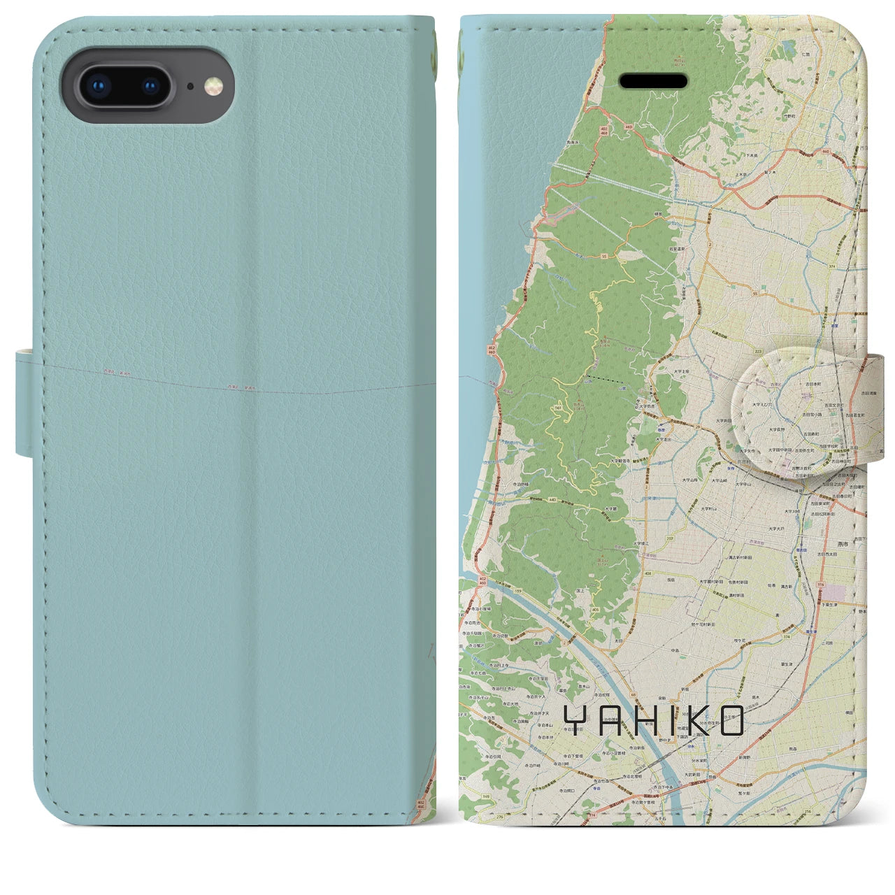 【弥彦(新潟県)】地図柄iPhoneケース(手帳タイプ)ナチュラル・iPhone 8Plus /7Plus / 6sPlus / 6Plus 用