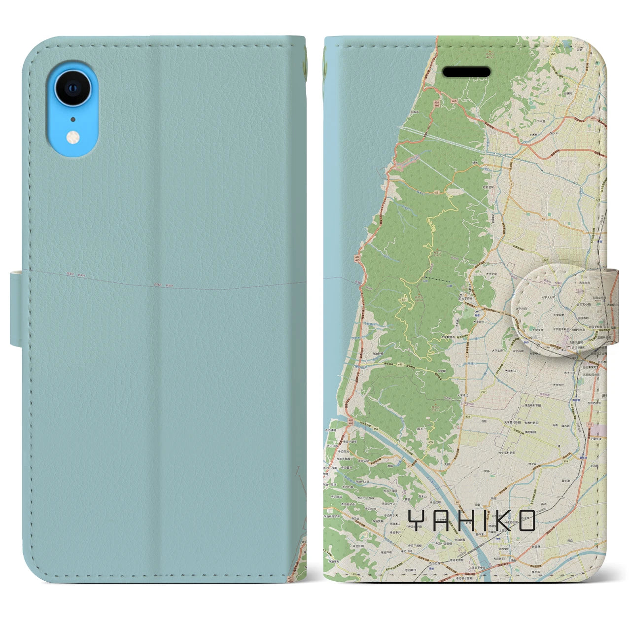 【弥彦(新潟県)】地図柄iPhoneケース(手帳タイプ)ナチュラル・iPhone XR 用