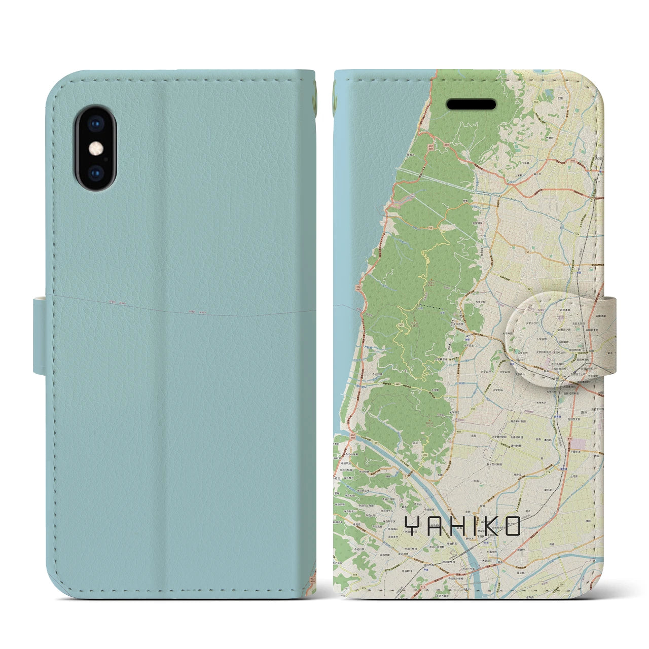 【弥彦(新潟県)】地図柄iPhoneケース(手帳タイプ)ナチュラル・iPhone XS / X 用