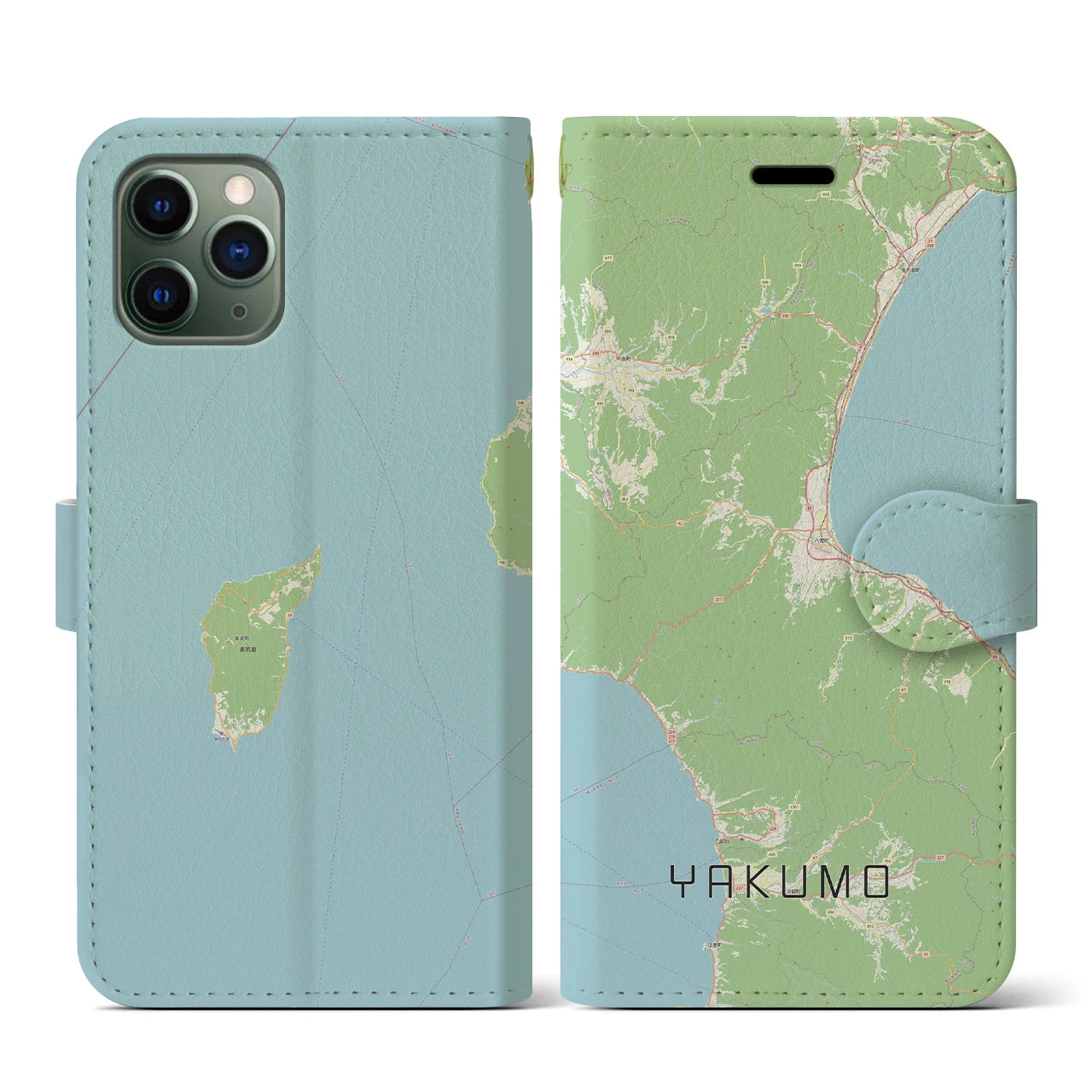 【八雲(北海道)】地図柄iPhoneケース(手帳タイプ)ナチュラル・iPhone 11 Pro 用