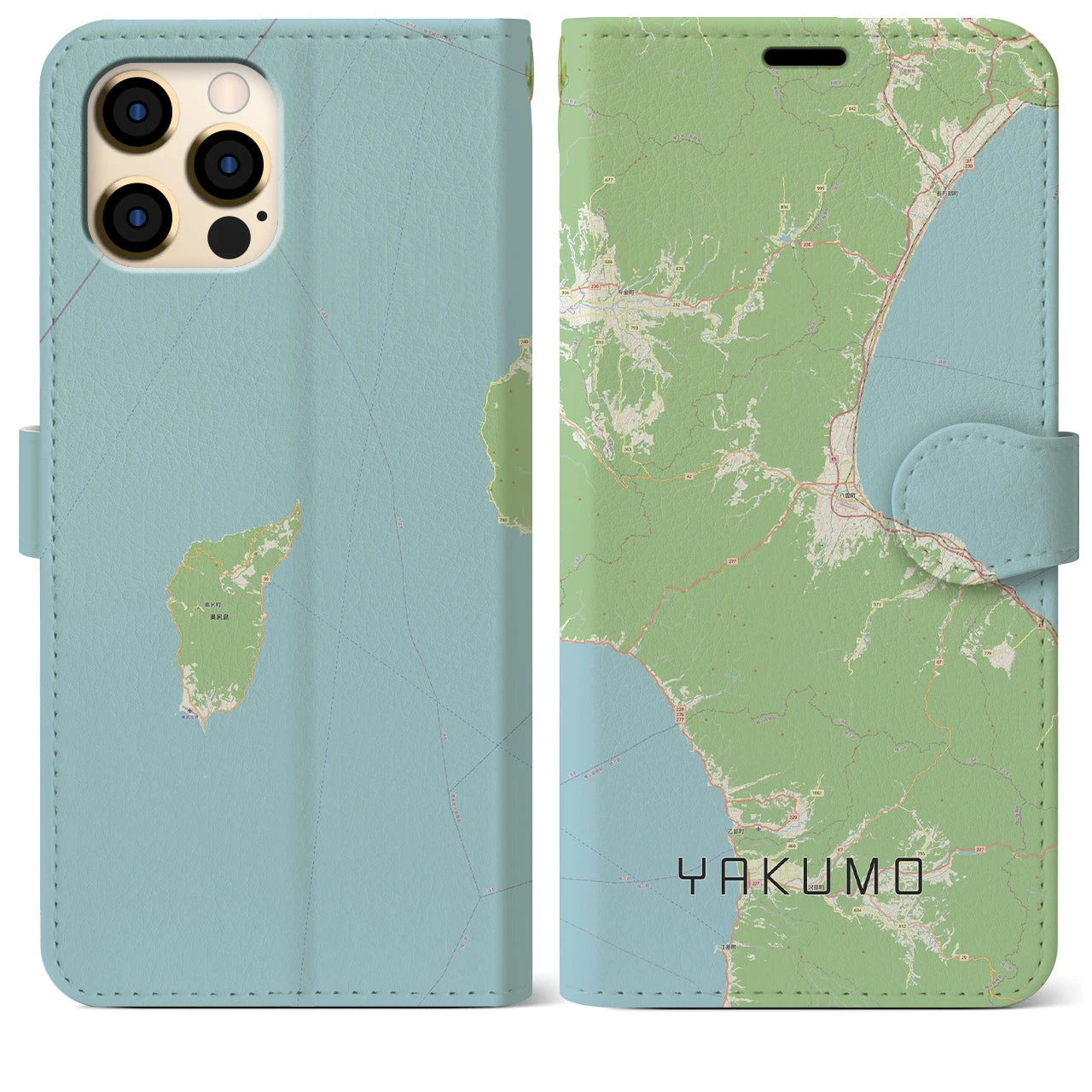 【八雲(北海道)】地図柄iPhoneケース(手帳タイプ)ナチュラル・iPhone 12 Pro Max 用