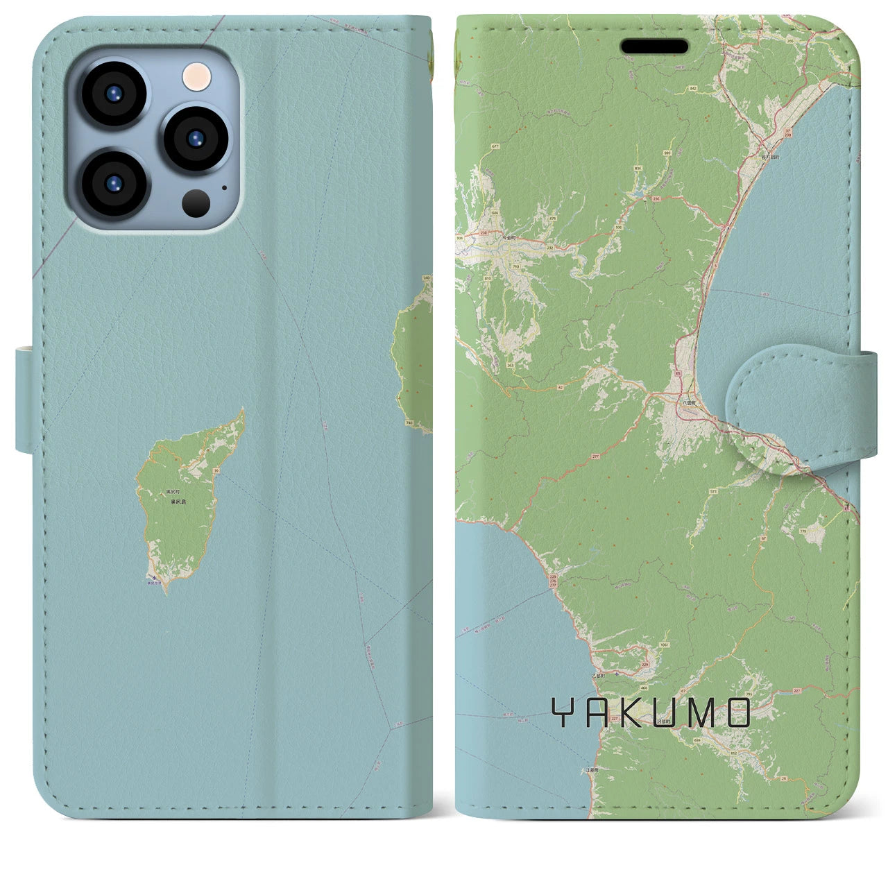 【八雲(北海道)】地図柄iPhoneケース(手帳タイプ)ナチュラル・iPhone 13 Pro Max 用