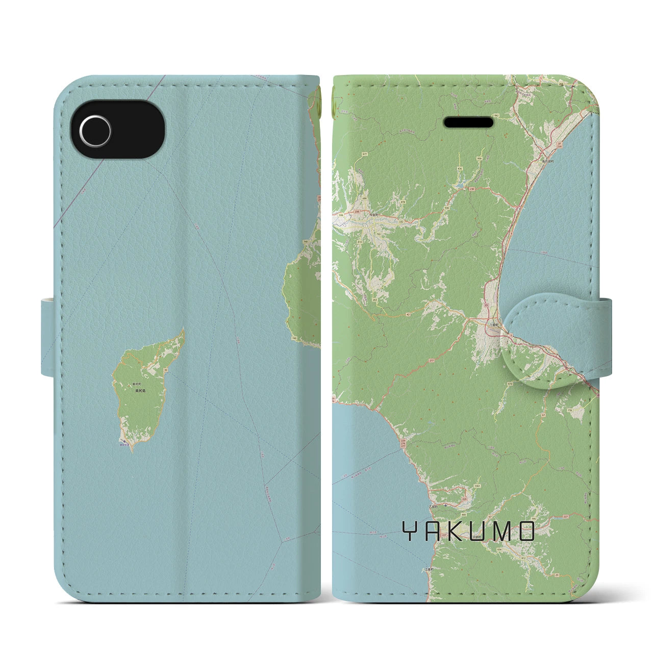 【八雲(北海道)】地図柄iPhoneケース(手帳タイプ)ナチュラル・iPhone SE(第3 / 第2世代) / 8 / 7 / 6s / 6 用