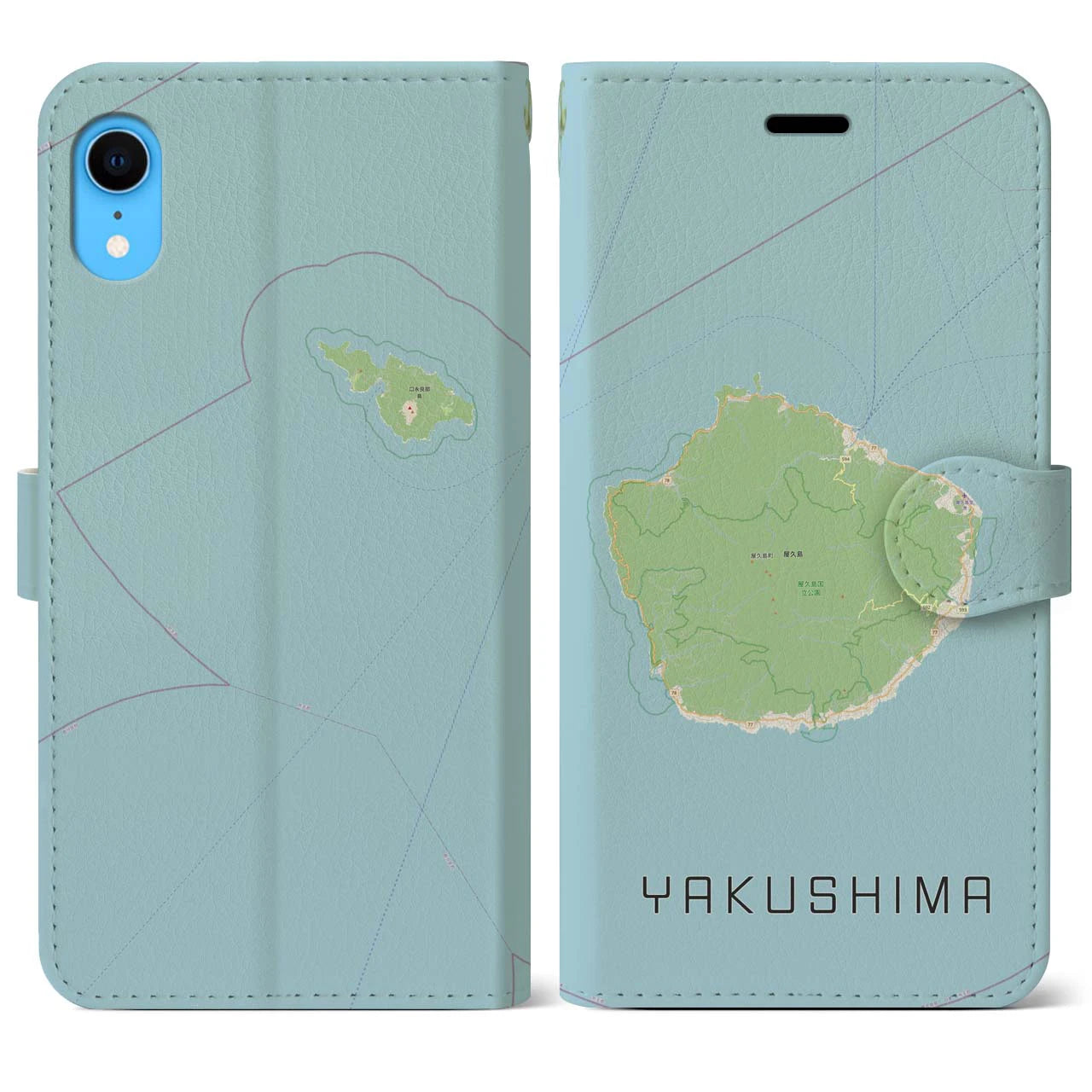 【屋久島(鹿児島県)】地図柄iPhoneケース(手帳タイプ)ナチュラル・iPhone XR 用